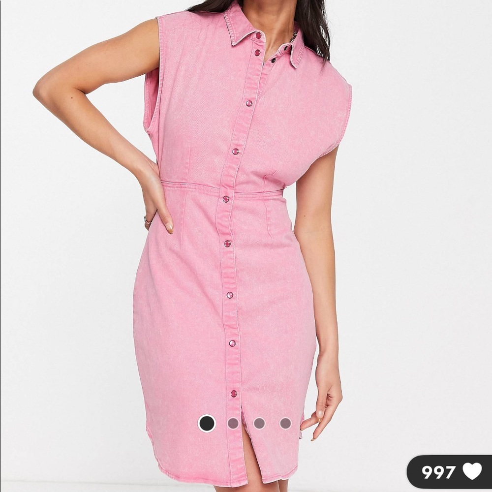 Pink denim dress